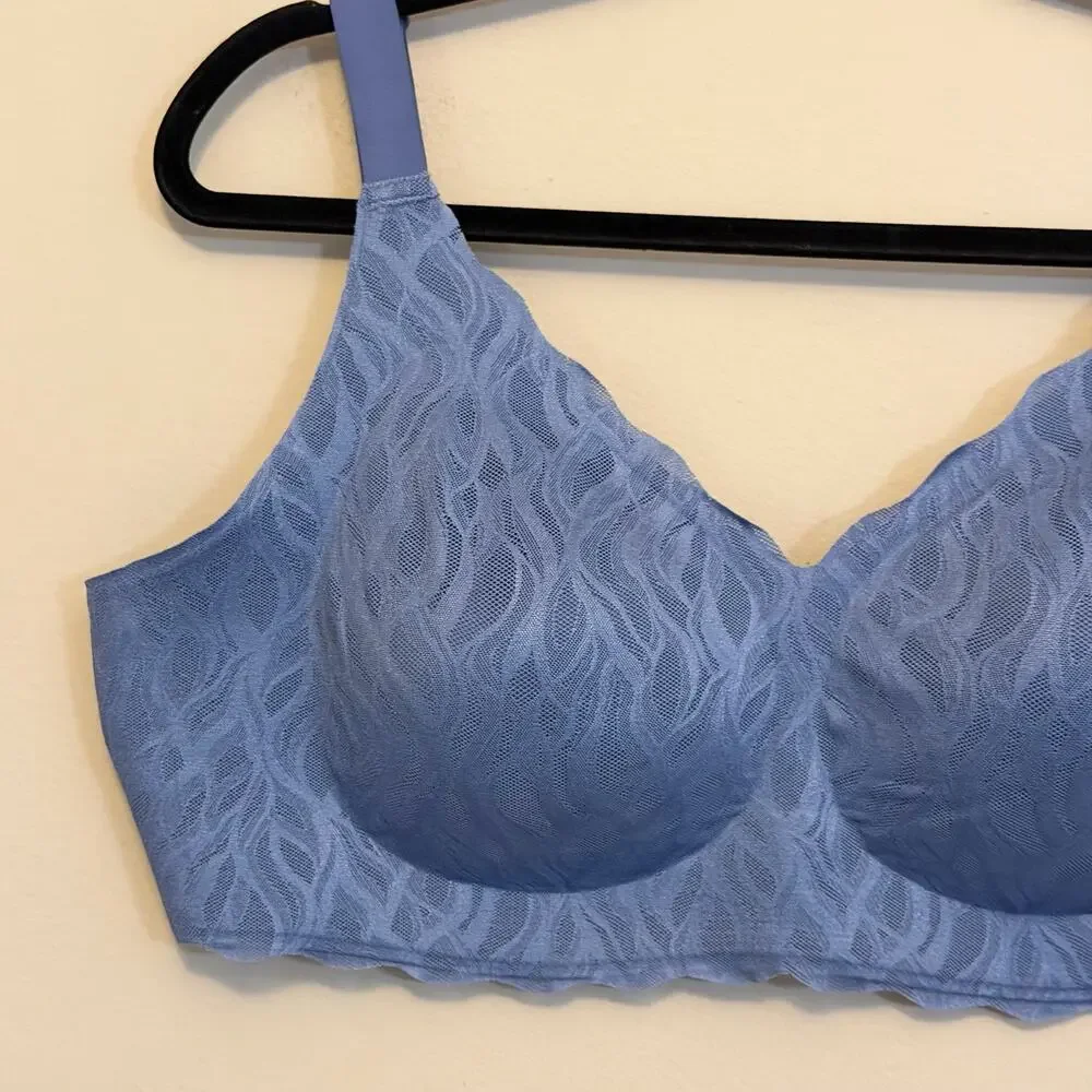 Comfelie Lace Wireless Bralette Bra Size 2XL Blue Comfort Seamless Everyday
